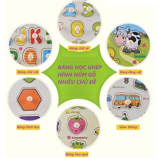 Bảng Ghép Hình Có Núm Cầm Tay Nhiều Chủ Đề Cho Bé