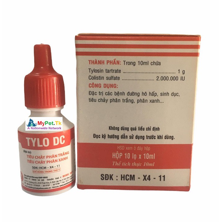 Tylo DC Minh Huy 10ML Cho Gà Vịt Heo Dê Cừu Thỏ Chim Cảnh