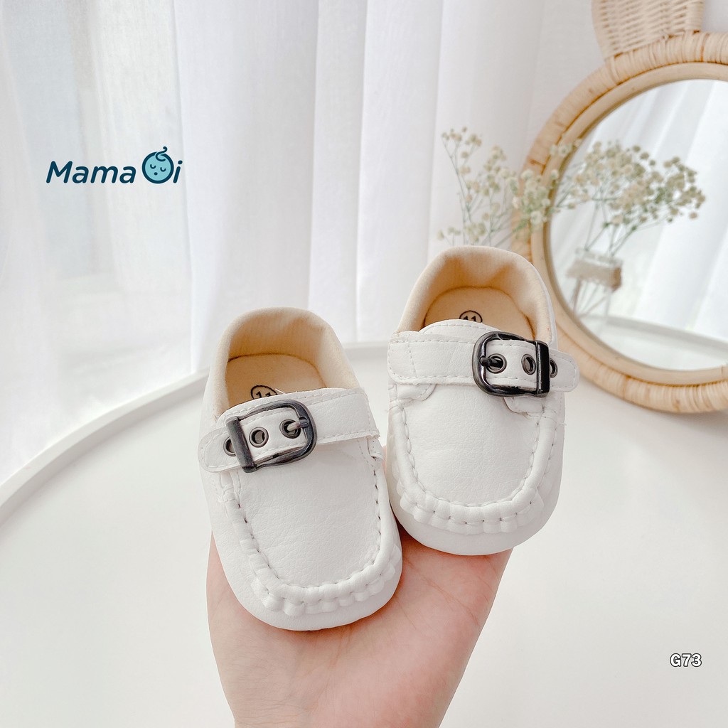 Giày da trắng dày lười chất da màu trắng thời trang, phong cách cho bé tập đi của Mama Ơi - Thời trang cho bé