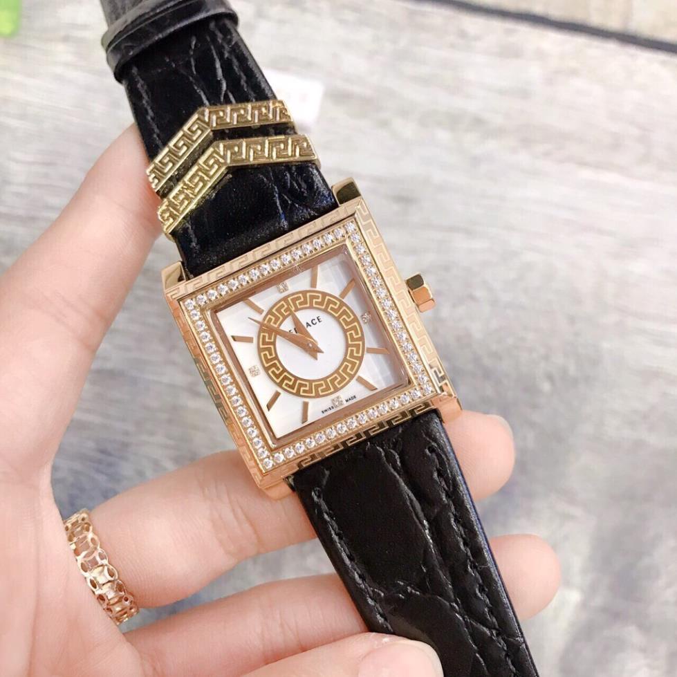 Đồng hồ nữ Versace mã DV20 mặt vuông viền đính đá kim cương khóa thông minh hot nhât hiện nay