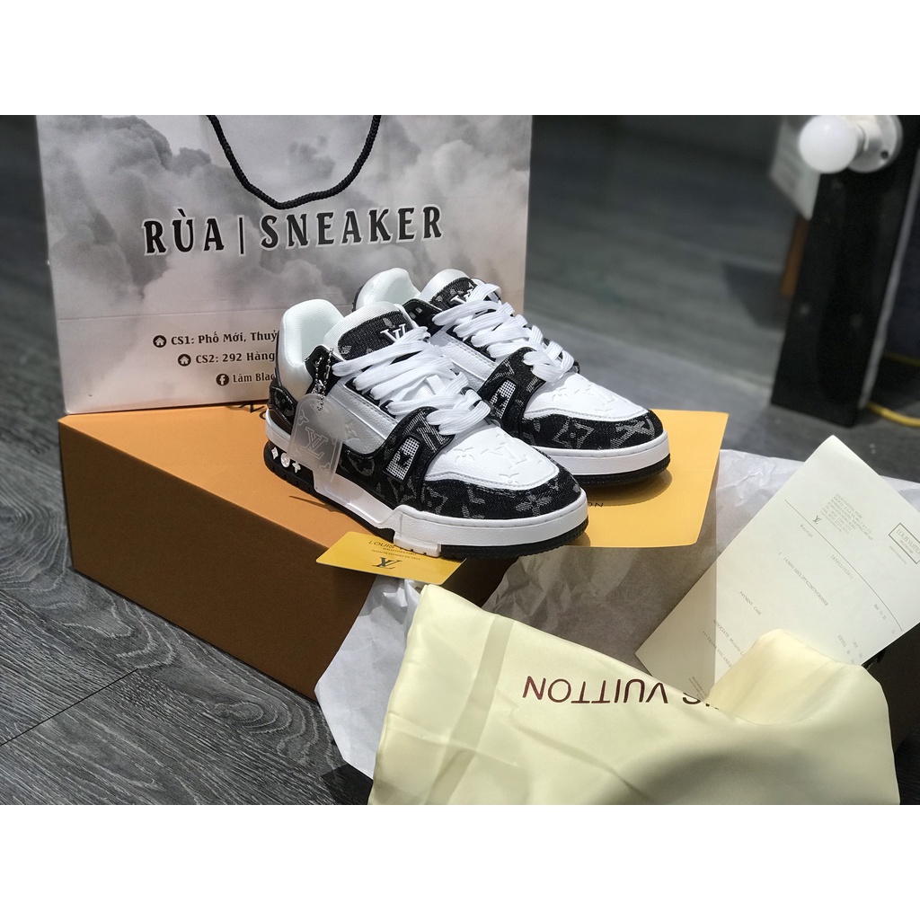 Siêu Phẩm Giày Thể Thảo Sneaker L.V Trai.ner  WHI.TE B.LACK SIêu Xinh Cao Cấp Ảnh Thật + freeship + Tặng Tất