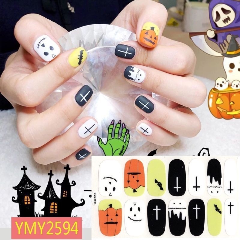 1 Tấm Miếng Dán Móng Tay In Họa Tiết Halloween Dành Cho Nữ