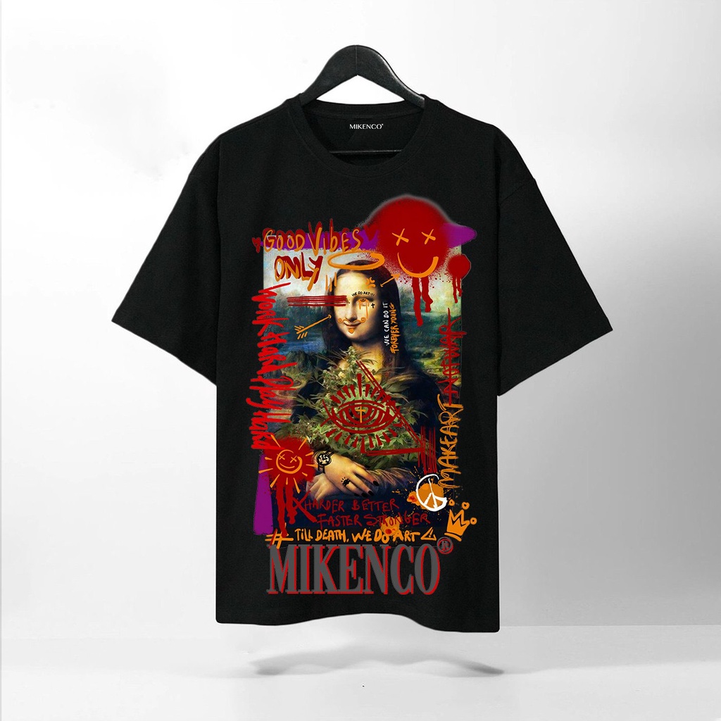 Áo Thun Tay Lỡ MIKENCO MONA LISA AR, áo phông unisex Form rộng oversize, chất liệu Cotton. KKIM Shop
