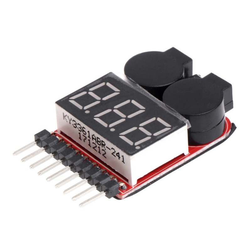 Đồng hồ báo thức điện áp 2 trong 1 có đèn LED và pin Lipo / Li-ion / Fe