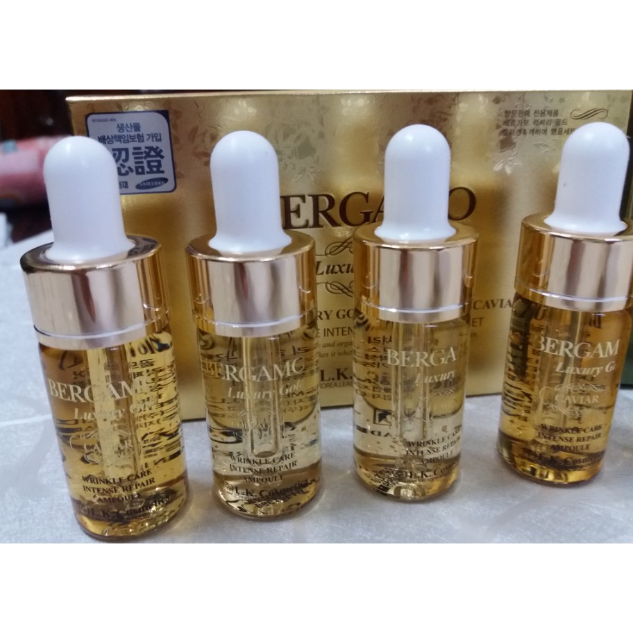 Bộ Serum ngừa lão hóa Bergamo Luxury Gold Collagen and Caviar 4chai x 13ml