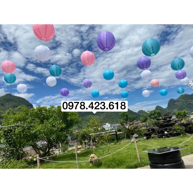 Combo 40 đèn lồng vải 20cm đủ màu
