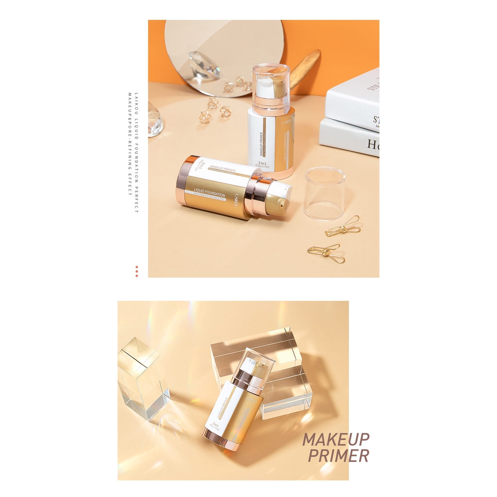 Kem Nền Dạng Lỏng Laikou 2 Trong 1 25g + 25g Chống Thấm Nước Màu Tự Nhiên