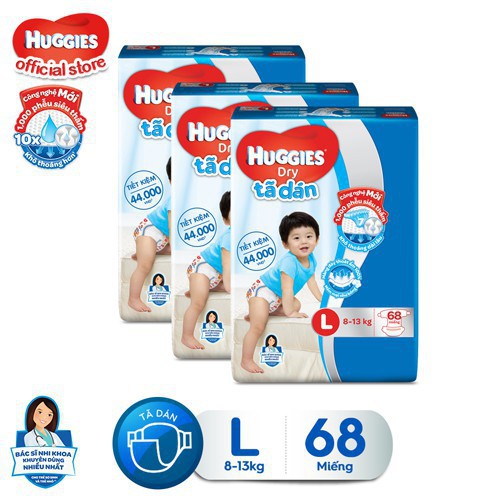 [Tặng Miếng]Bỉm dán Huggies S56 / M76 / L68 / XL62 - Quần M74 / L68 / Xl62