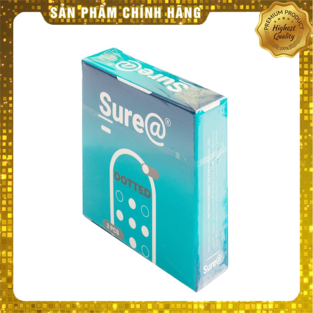 Bao Cao Su Gân Gai Tăng Khoái Cảm Sure Dotted - hộp 3 chiếc