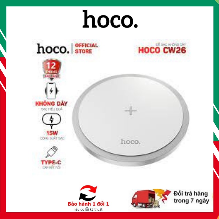 🚀 🚀 Đế Sạc Nhanh ko dây🚀 Hoco CW26 15W Tiện Lợi Tích Hợp Sạc ĐT Và Tai Nghe tai nghe ko dây táos