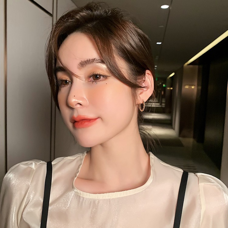 Khuyên Tai Hình Tròn / Vuông Phong Cách Retro / Bông Tai