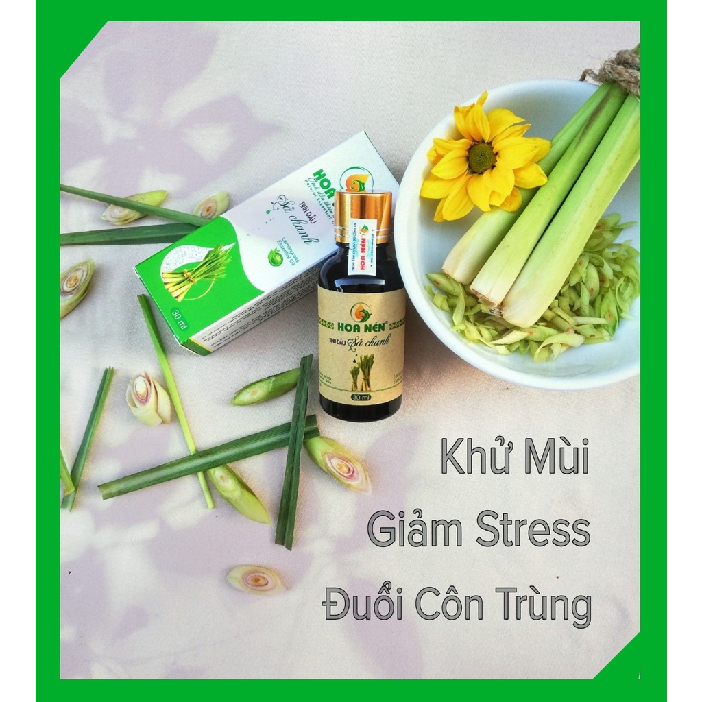 Tinh dầu sả chanh Hoa Nén xịt phòng 100ml_ Khử mùi, khuẩn, đuỗi côn trùng hiệu quả, an toàn [Có kiểm định].