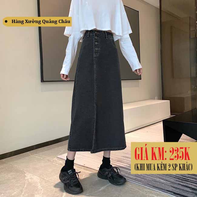 [SẴN] Chân váy jean dài Ulzzang Quảng Châu VJD24