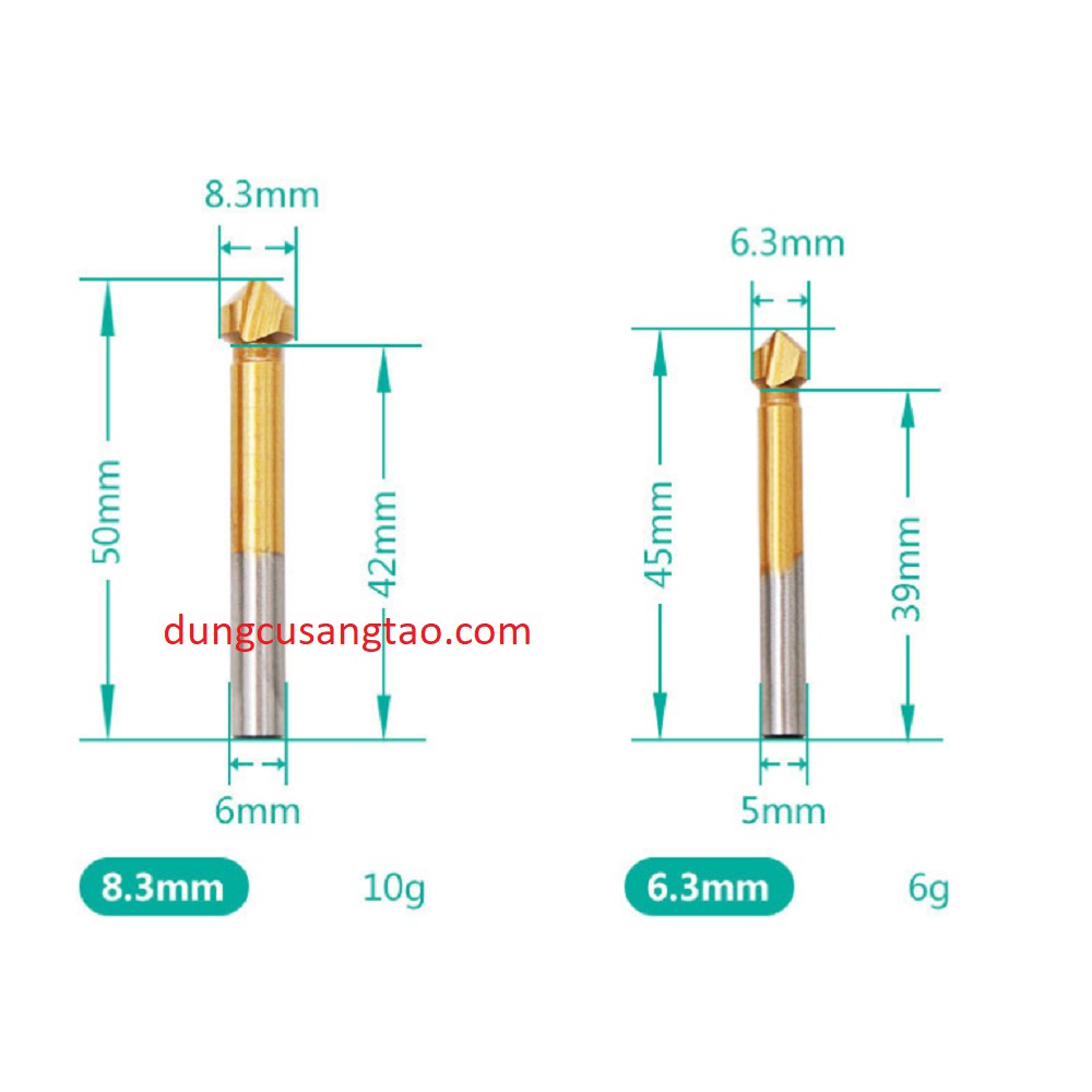 Mũi vét cạnh, khoét lỗ tròn 3 khía 90 độ