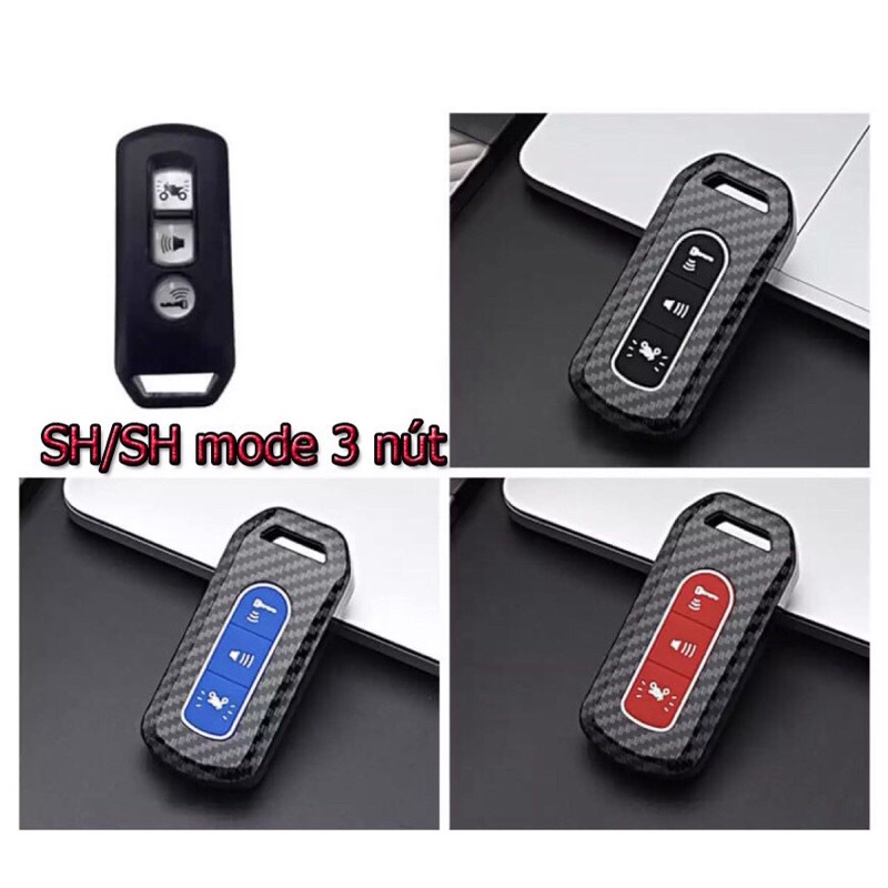 Bọc Chìa Khoá Smartkey Carbon Sh 2012 -2021 3 Nút Bấm &lt; tặng kèm móc treo đồ&gt;