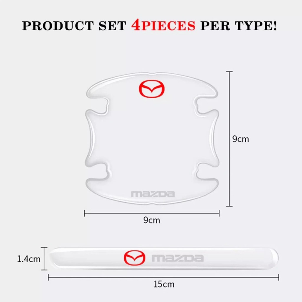 [MAZDA] Bộ 10 miếng dán chống xước hõm cửa xe mazda silicon cao cấp , miếng dán cửa xe, ốp lõm tay nắm in logo