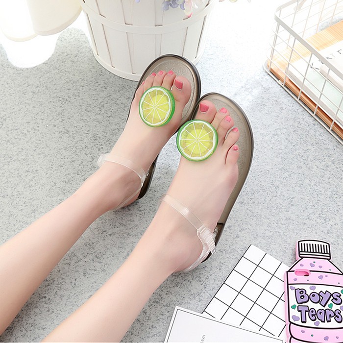 Summer Cool Shoes Female Korean Version Of The Original Honeycomb Personality Lemon Fruit Cute Oscillatable Beach Studen