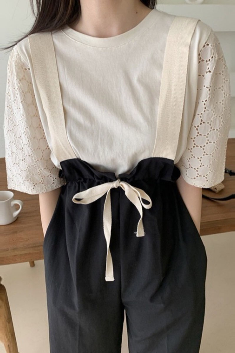 Set Áo Tay Phồng Và Quần Yếm Phong Cách Hàn Quốc 2021 Cho Nữ | BigBuy360 - bigbuy360.vn