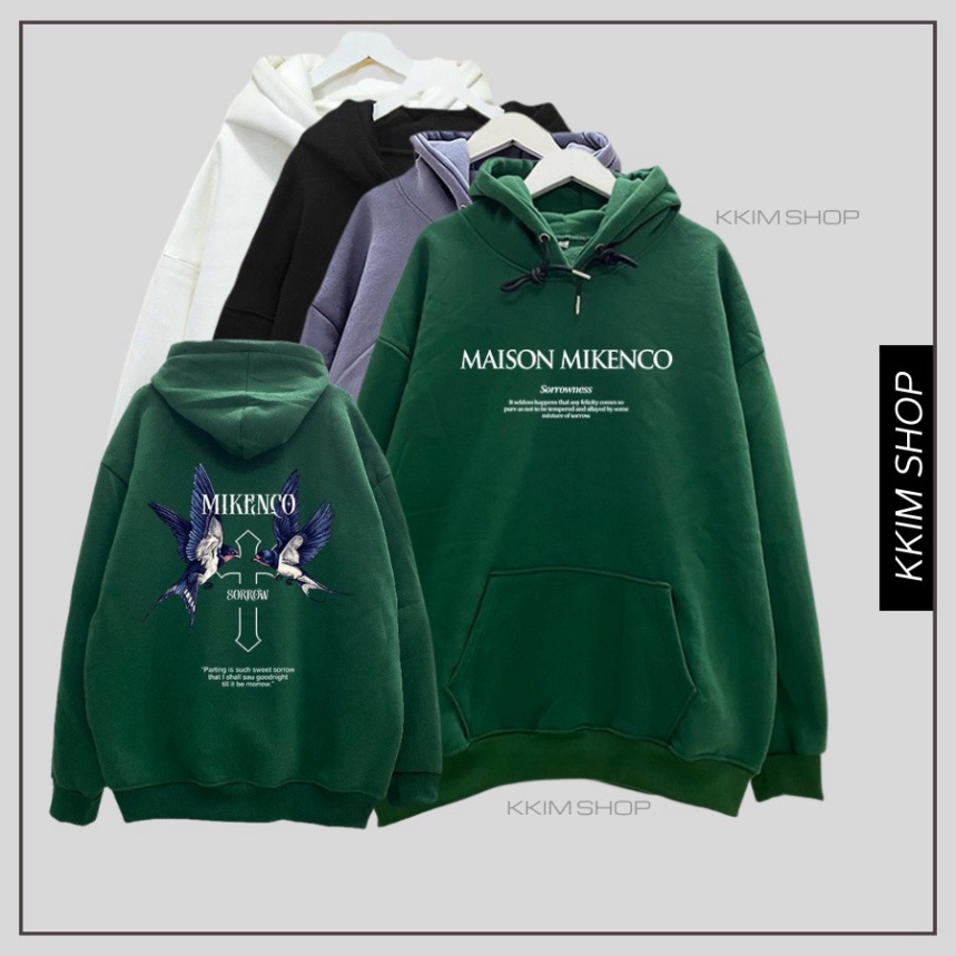 Áo Nỉ HOODIE MIKENCO SORROW, Áo hoodie XANH LÁ unisex nam nữ form rộng oversize chất liệu Nỉ bông cao cấp.