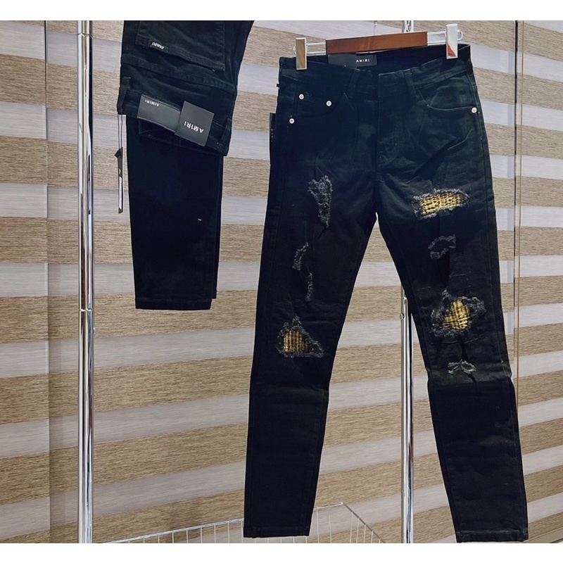 Quần jeans nam amiri có hoạ tiết vá mầu, Quần bò thời trang giới trẻ phong cách cá tính btshop từ 28 đến 32