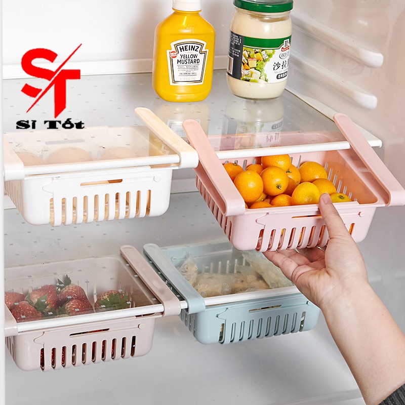 Khay Nhựa Gài Để Đồ Tủ Lạnh Co Giãn Tiện Lợi