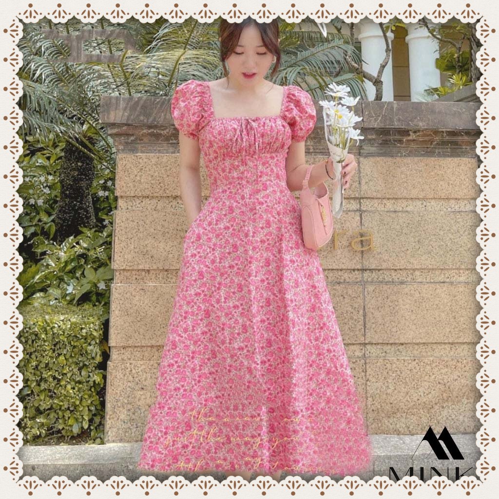 [HÀNG THIẾT KẾ] Váy Hoa Cổ Vuông Nàng Thơ - Chất liệu Thô Nhập Khẩu - Phiên Bản Hoa Hồng Nhí Vintage | BigBuy360 - bigbuy360.vn