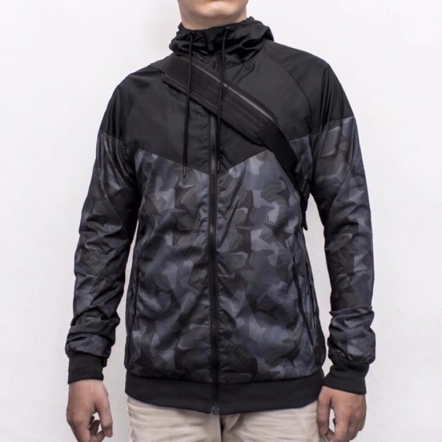 Áo phao nam Nike chính hãng màu xanh lót lông cừu ở thân và mũ trùm đầu mềm mại dày dặn ấm áp