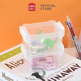 Hộp nhựa trong suốt đựng đồ 2 tầng nhỏ gọn tiện lợi đa năng Miniso chính hãng