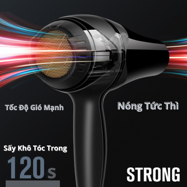 [TẶNG 5 MÓN] Máy Sấy Tóc Comei 2000w Dụng Cụ Làm Đẹp Tóc Chuẩn Salon Tại Nhà Gió Mạnh Tạo Ion Âm