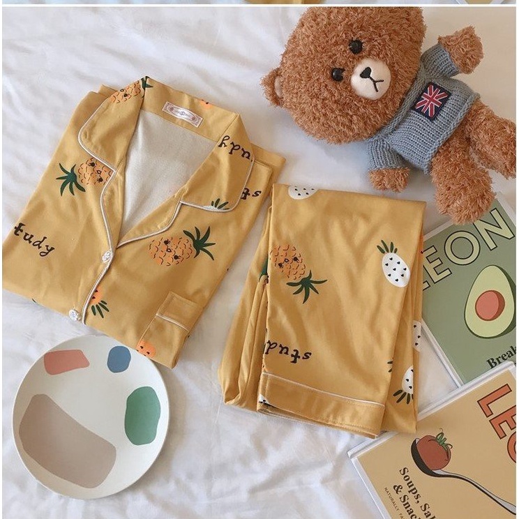 Đồ ngủ nữ tiểu thư pyjama tay dài - quần dài siêu đáng yêu | BigBuy360 - bigbuy360.vn