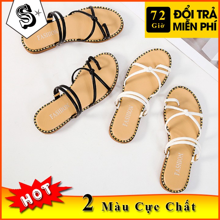 Sandal Nữ Đẹp Đế Bệt Dây Quai Chéo Xỏ Ngón Mẫu Mới Nhất 2019