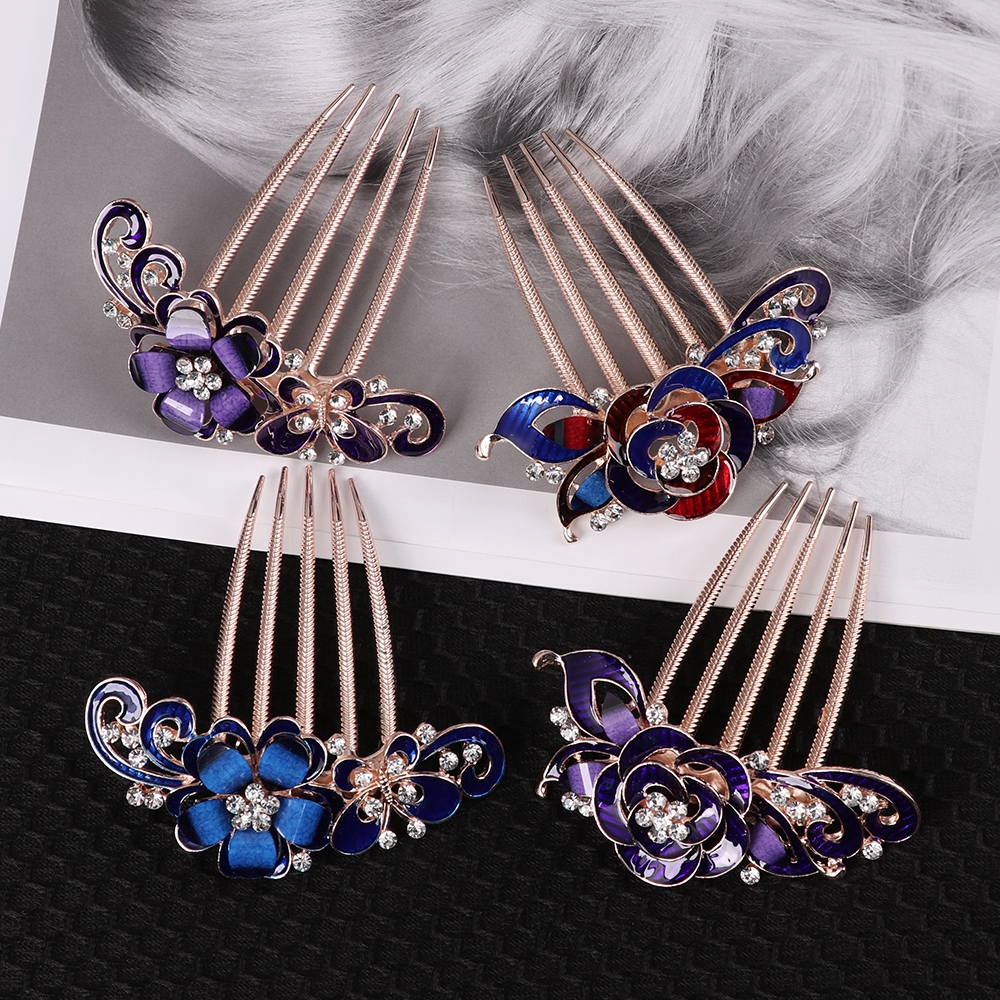 Trâm Cài Tóc Hình Hoa Đính Đá Lấp Lánh Cho Cô Dâu