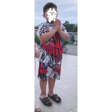 Bộ hình siêu nhân nhện cho bé trai thun lạnh thái in 3D 10-60kg