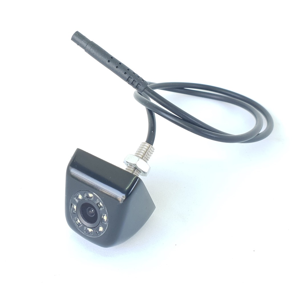 Bộ màn hình và camera lùi loại vỏ hợp kim sơn đen bóng, 8 led, jack AV