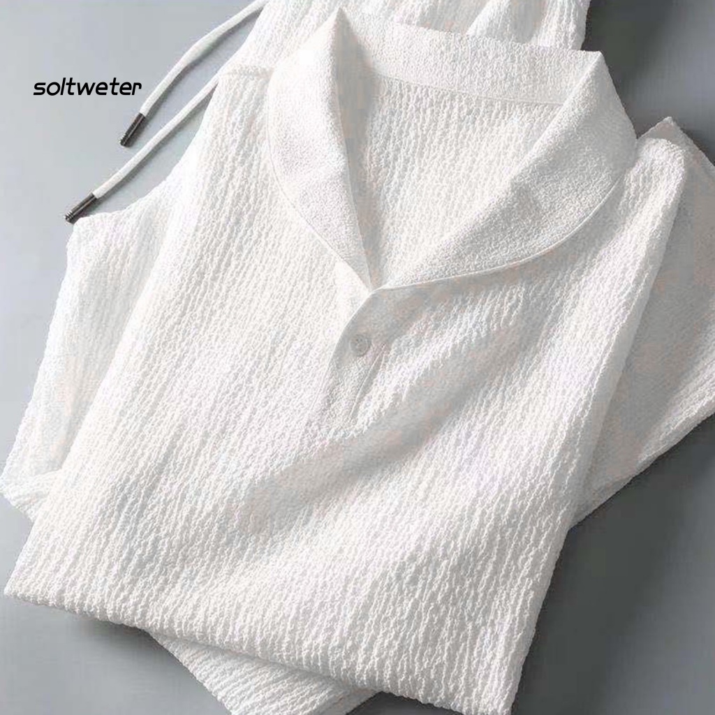 Bộ áo sơ mi + quần dài dáng rộng thấm hút mồ hôi thời trang mùa hè cho nam