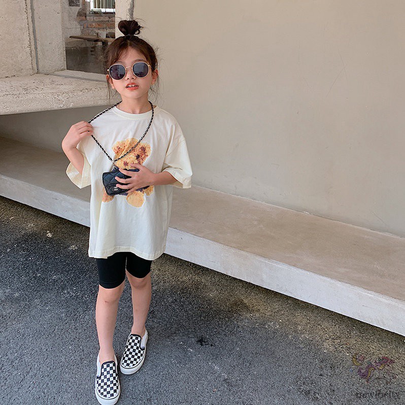 Áo Thun Tay Ngắn In Hình Gấu Hoạt Hình Dành Cho Bé Gái