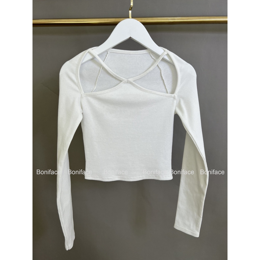 Áo croptop tay dài Boniface kiểu yếm dây chéo ngực | BigBuy360 - bigbuy360.vn
