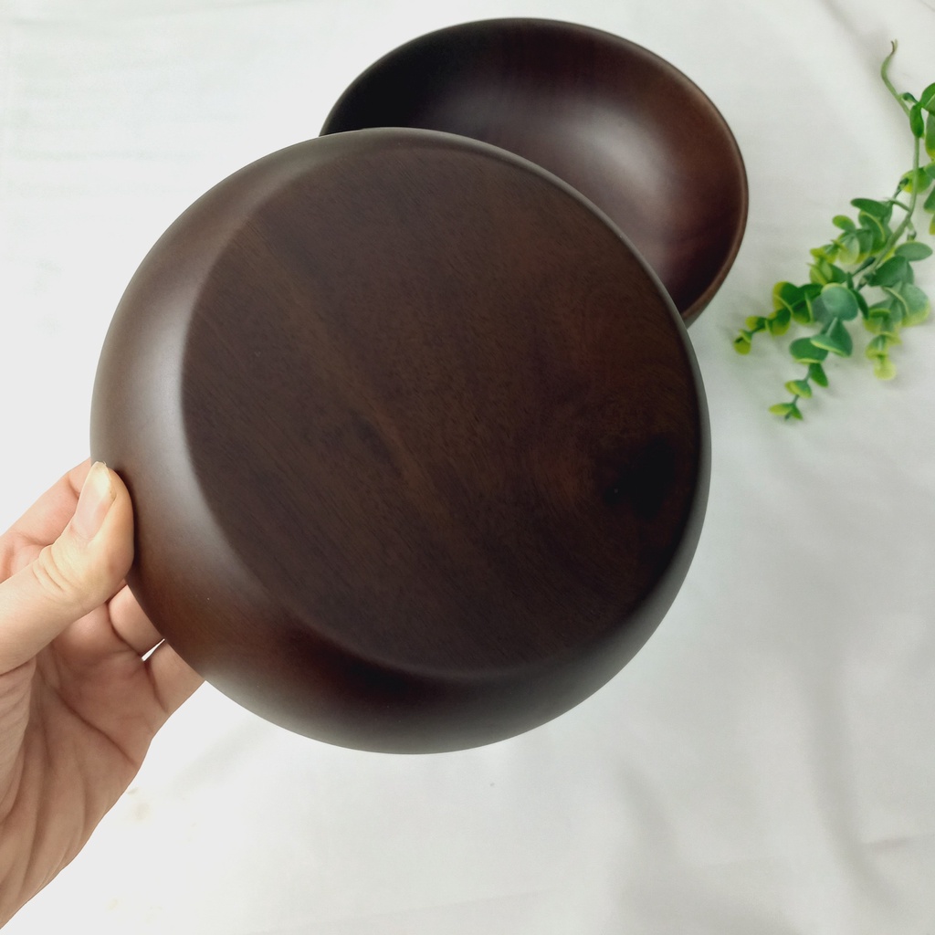 Bát Salad Gỗ Keo Nâu Đen 18x5/20x7cm, Bát Gỗ Màu Sô Cô La Đựng Đồ Ăn Đẹp Mắt, Decor Trang Trí Chụp Ảnh