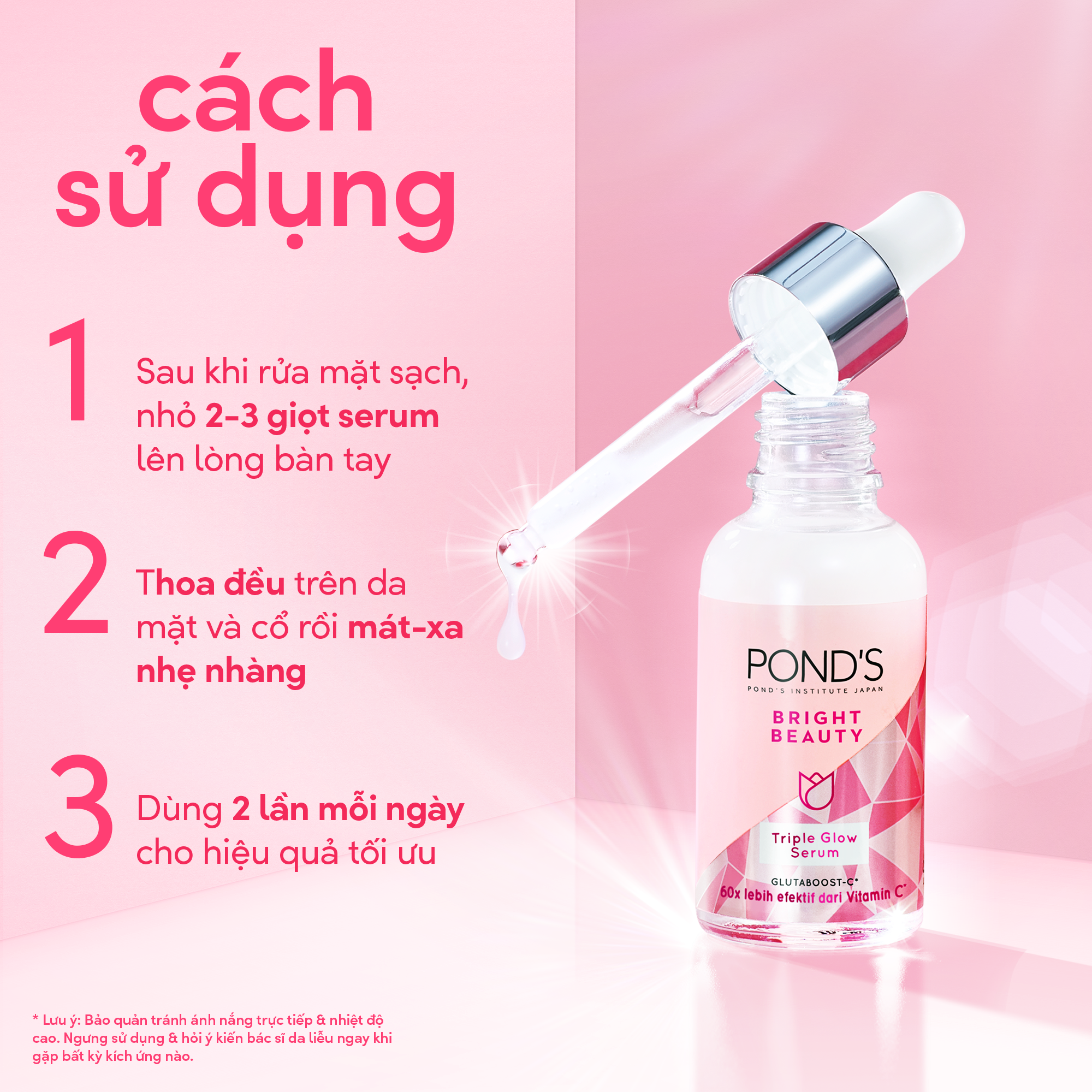 Combo 2 serum Pond's dưỡng sáng mờ thâm 3D Glow 30g/chai