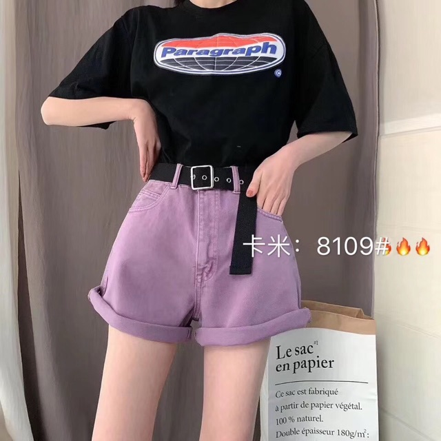 Quần short thô kèm đai
