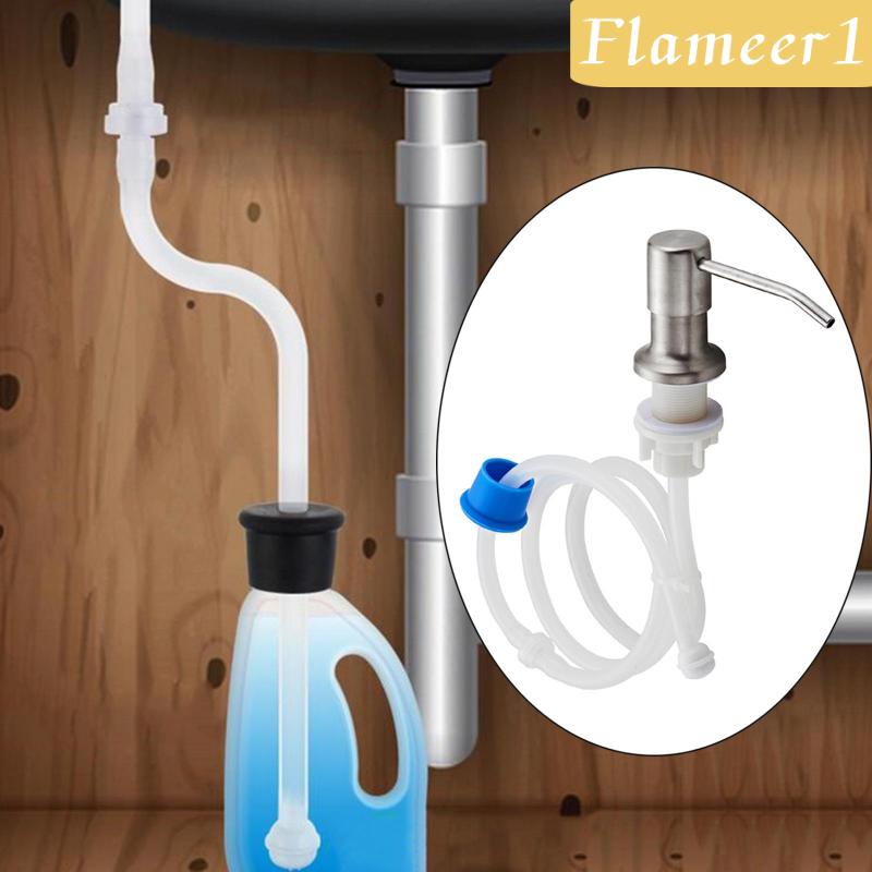 [flameer1] Đầu Bơm Xà Phòng Bồn Rửa Chén Bằng Thép Không Gỉ Với Ống Silicone Mở Rộng Màu Bạc