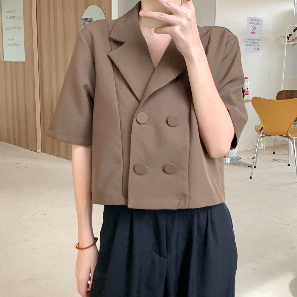 NZN Áo khoác blazer NZN dáng ngắn tay ngắn thời trang mùa hè mới cho nữ (có áo ống bên trong)