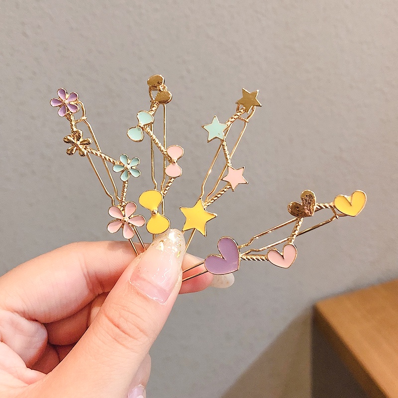 Kẹp Tóc Hình Nơ / Ngôi Sao / Bông Hoa Đơn Giản Phong Cách Hàn Quốc Cho Nữ