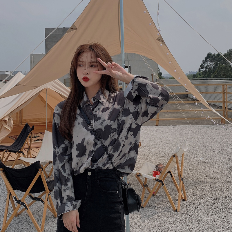 Áo Sơ Mi Nữ Tay Dài Dáng Rộng Phong Cách Retro Thời Trang