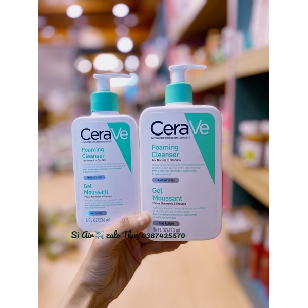 (Hàng Air ✈️ - sỉ ) Sữa rửa mặt Cerave dịu nhẹ 236ml / 473ml Bản Pháp