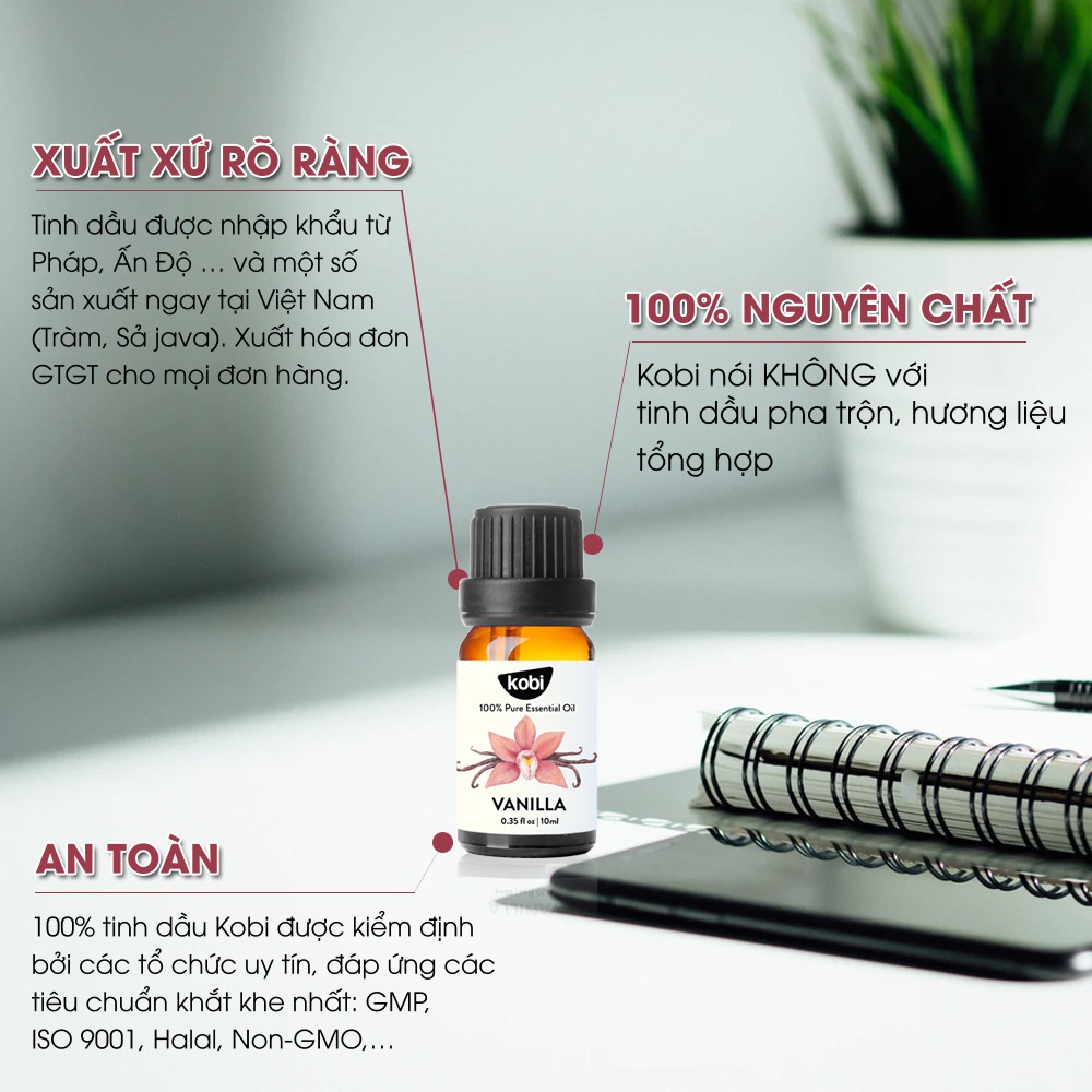 Tinh dầu Vani Kobi Vanilla essential oil giúp tăng chất lượng phòng the, hỗ trợ giải độc, chống trầm cảm hiệu quả -10ml