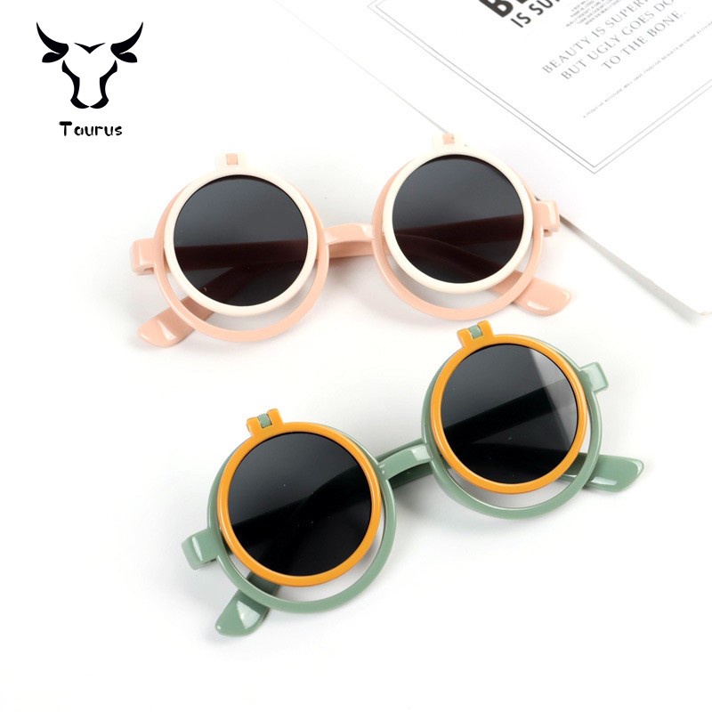 Thời trang vòng lật Thiết kế Retro trẻ em Kính mát Kính mát bé