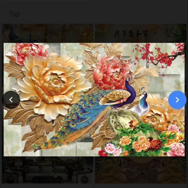 Tranh dán tường 3D in vải lụa cao cấp phủ kim sa(15328)