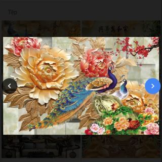 Tranh dán tường 3D in vải lụa cao cấp phủ kim sa(15328)