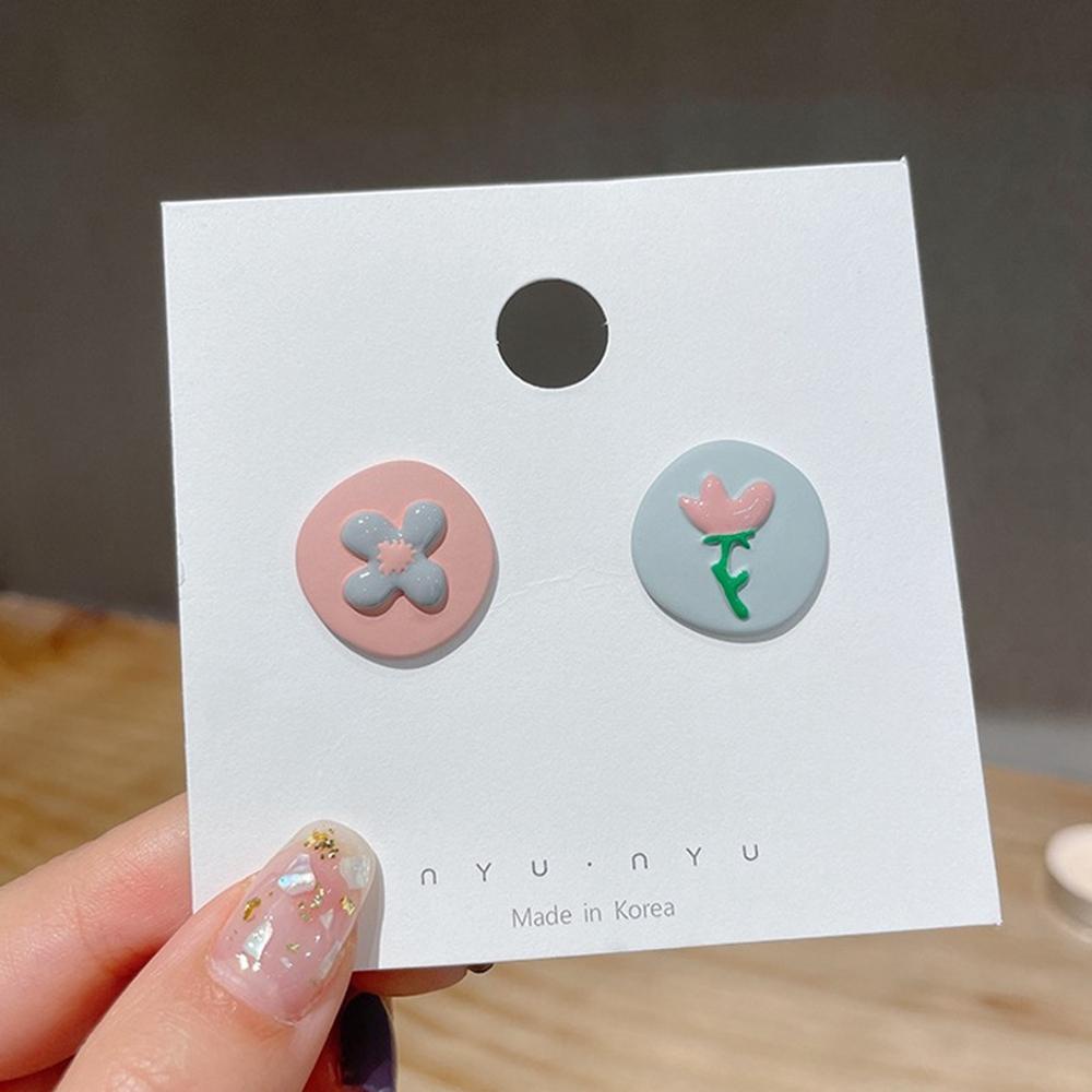 Vanes1 Khuyên Tai Hợp Kim Hình Hoa Tulip Màu Sắc Ngọt Ngào Đơn Giản Cho Nữ